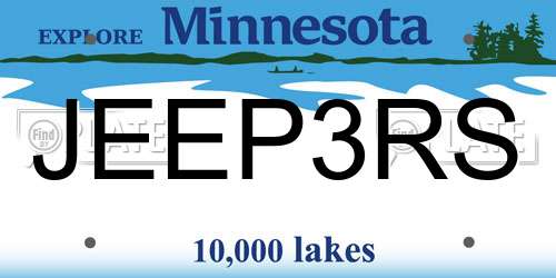 JEEP3RS Minnesota License Plate
