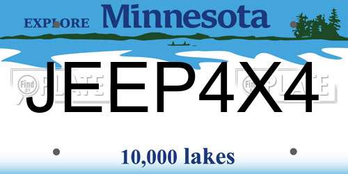 JEEP4X4 Minnesota License Plate