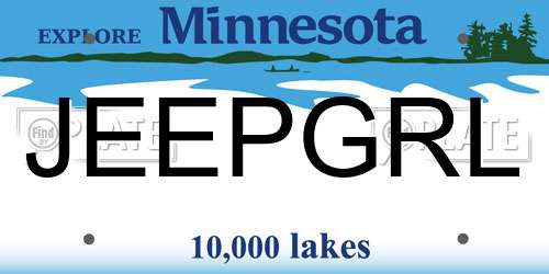 JEEPGRL Minnesota License Plate