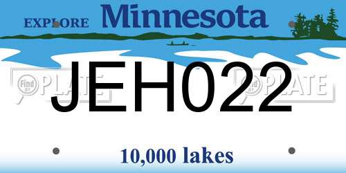 JEH022 Minnesota License Plate
