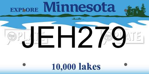 JEH279 Minnesota License Plate