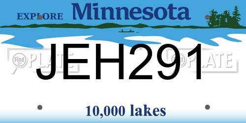 JEH291 Minnesota License Plate