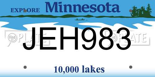 JEH983 Minnesota License Plate