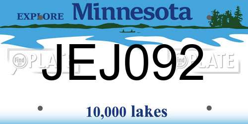 JEJ092 Minnesota License Plate