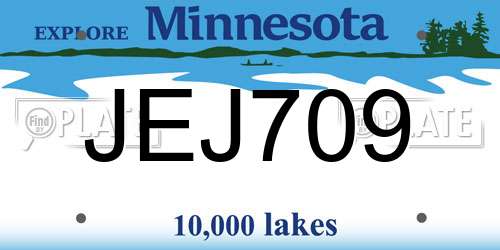 JEJ709 Minnesota License Plate
