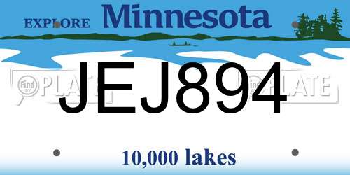JEJ894 Minnesota License Plate