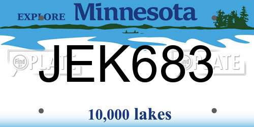 JEK683 Minnesota License Plate