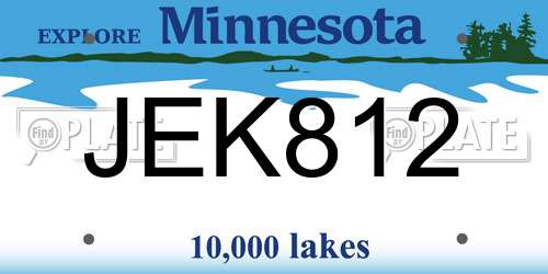 JEK812 Minnesota License Plate