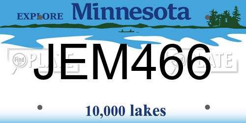 JEM466 Minnesota License Plate