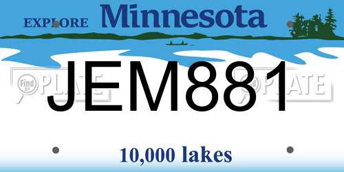 JEM881 Minnesota License Plate
