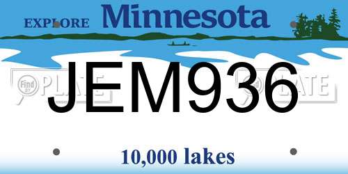 JEM936 Minnesota License Plate
