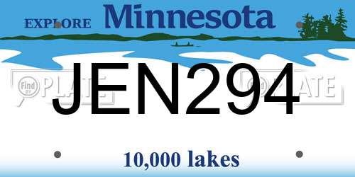 JEN294 Minnesota License Plate