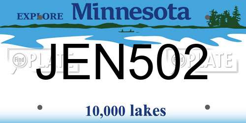 JEN502 Minnesota License Plate