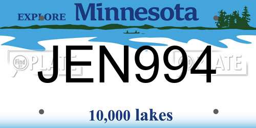 JEN994 Minnesota License Plate