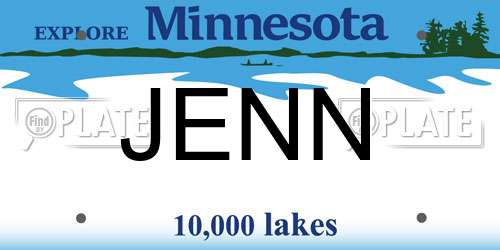 JENN Minnesota License Plate