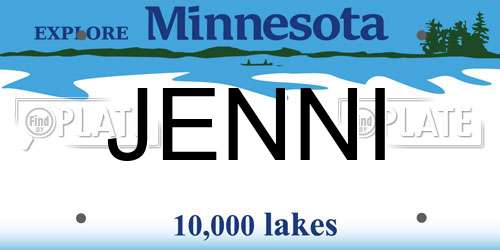 JENNI Minnesota License Plate