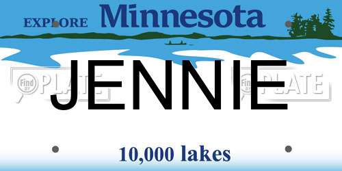 JENNIE Minnesota License Plate