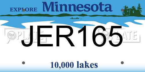 JER165 Minnesota License Plate