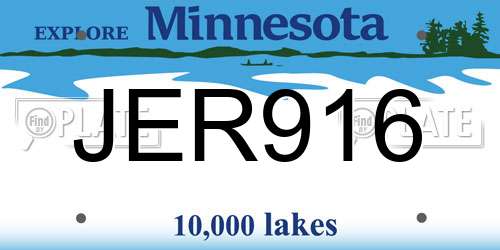 JER916 Minnesota License Plate