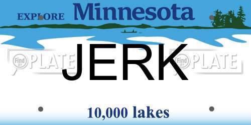JERK Minnesota License Plate