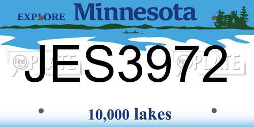 JES3972 Minnesota License Plate