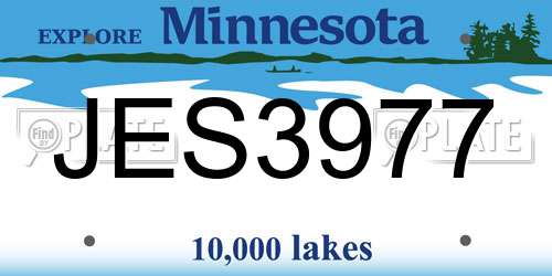 JES3977 Minnesota License Plate