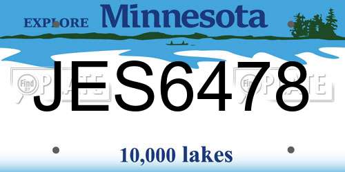 JES6478 Minnesota License Plate