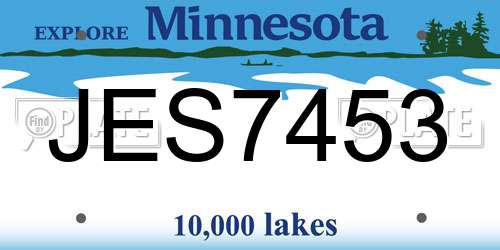 JES7453 Minnesota License Plate