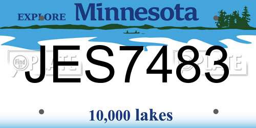 JES7483 Minnesota License Plate