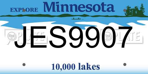 JES9907 Minnesota License Plate