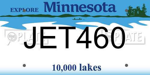 JET460 Minnesota License Plate