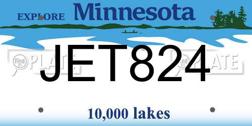 JET824 Minnesota License Plate