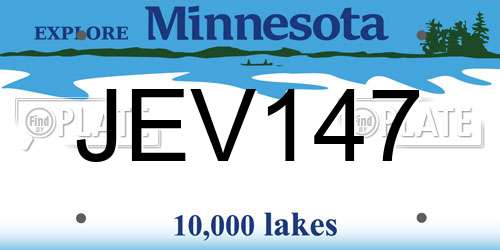 JEV147 Minnesota License Plate