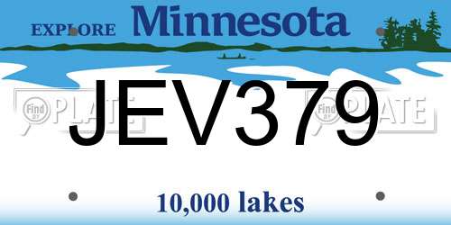 JEV379 Minnesota License Plate