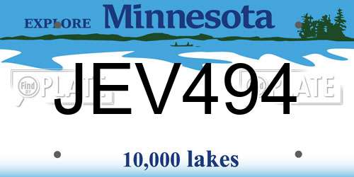 JEV494 Minnesota License Plate