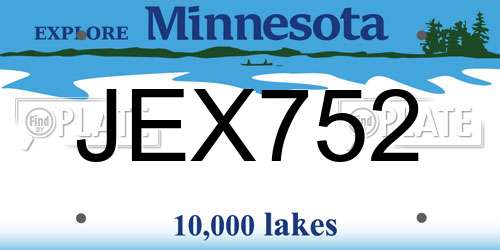 JEX752 Minnesota License Plate