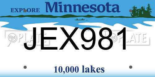 JEX981 Minnesota License Plate