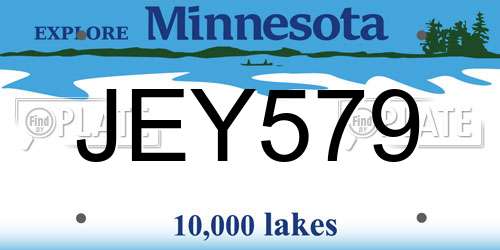 JEY579 Minnesota License Plate
