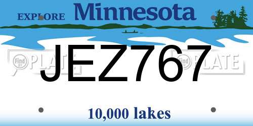JEZ767 Minnesota License Plate