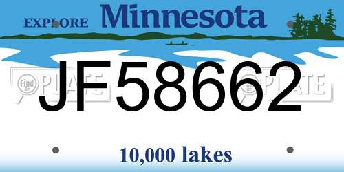 JF58662 Minnesota License Plate