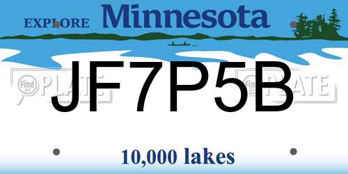 JF7P5B Minnesota License Plate