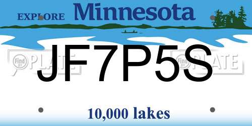 JF7P5S Minnesota License Plate