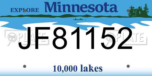 JF81152 Minnesota License Plate