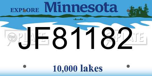 JF81182 Minnesota License Plate