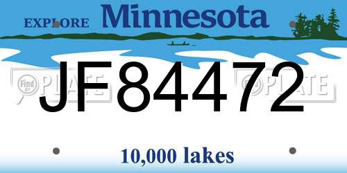 JF84472 Minnesota License Plate