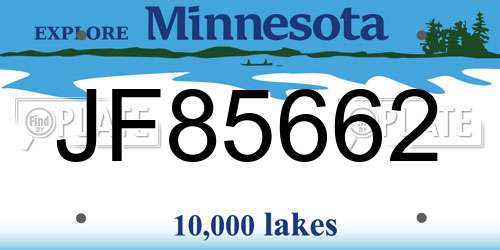 JF85662 Minnesota License Plate