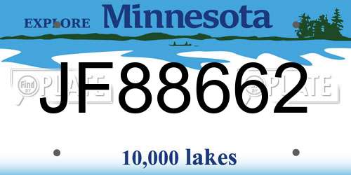 JF88662 Minnesota License Plate