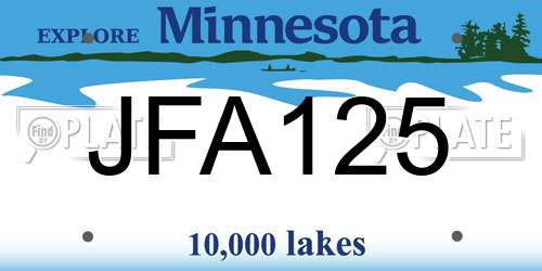 JFA125 Minnesota License Plate