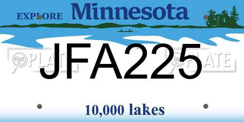 JFA225 Minnesota License Plate