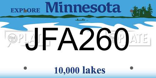 JFA260 Minnesota License Plate